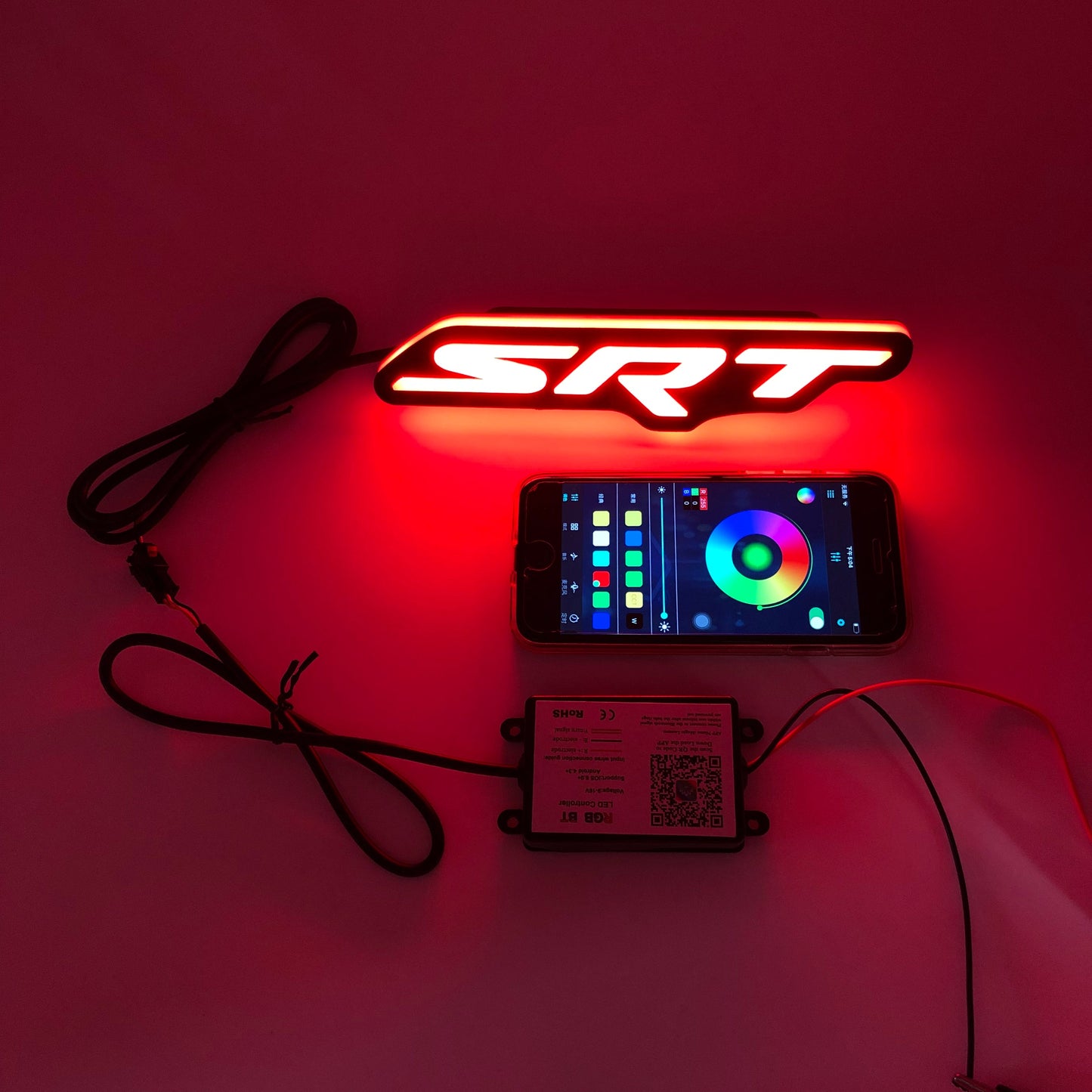 SRT LED Grill Emblem Badge(Multicolor)– Chasing RGBW  Car Logo Light features 120+ dynamic for Dodge, Chrysler & Jeep-4